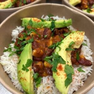 Chili sin carne avec riz basmati